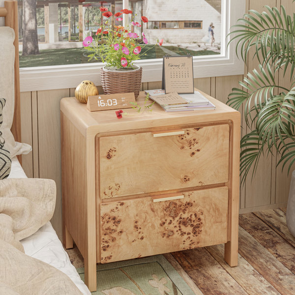 Langley Street Manish Rustic Farmhouse 2 Drawer Nightstand in Natural